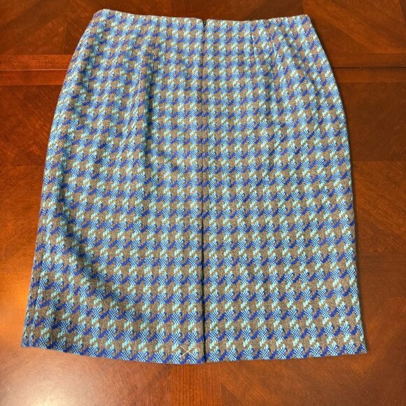 Talbots Womens Houndstooth Pencil Skirt Size 12 Wool Blend Blue & gray - Picture 8 of 9